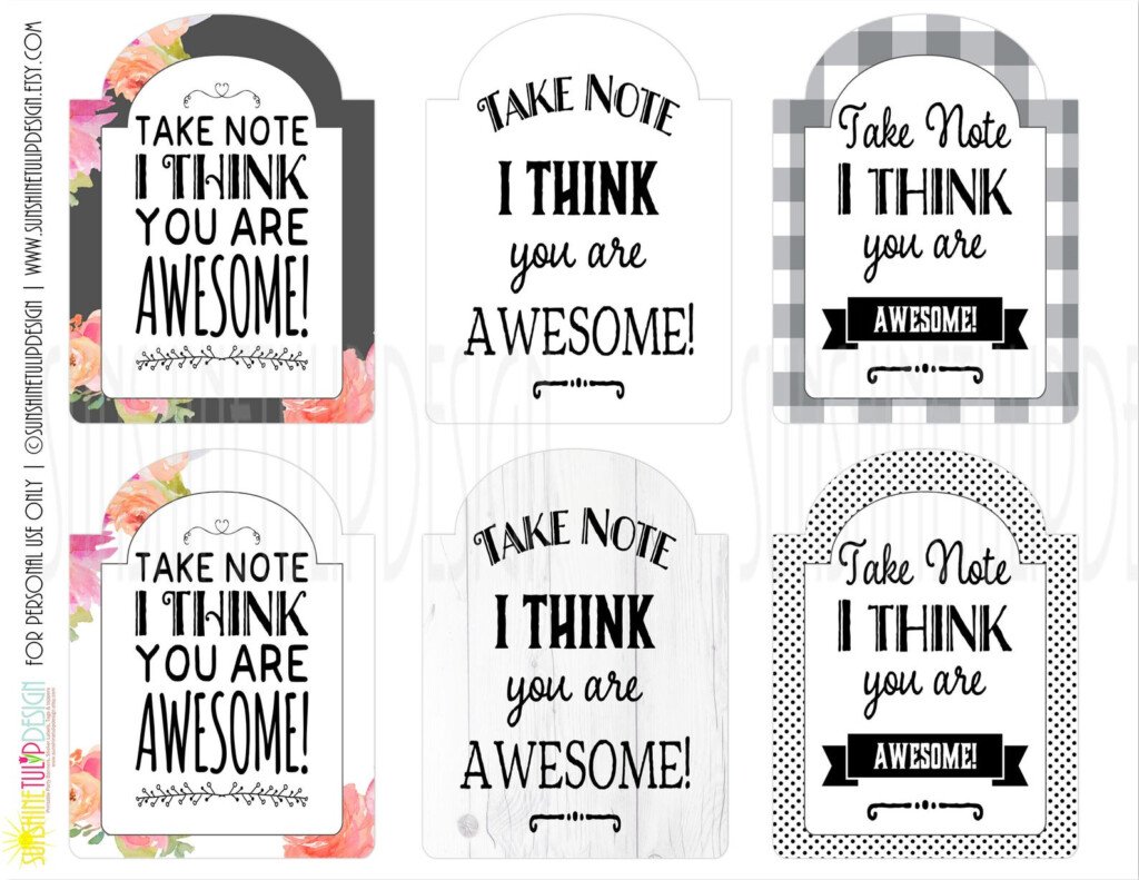 Printable Take Note You Are Awesome Gift Tags Printable Etsy