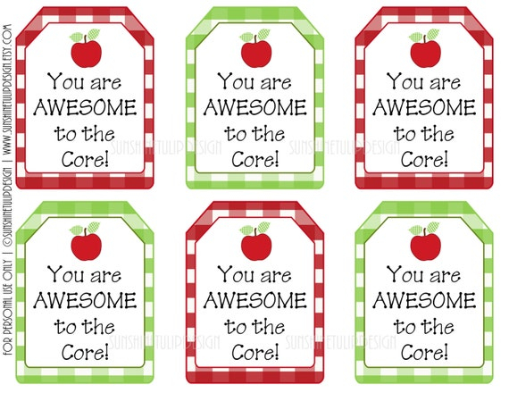 You Are Awesome To The Core Gift Tags Printable Teacher Appreciation 