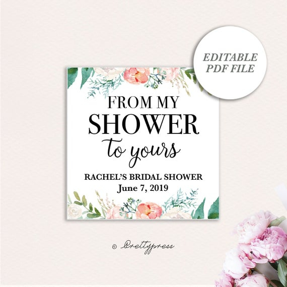 From My Shower To Yours Tags Printable From My Shower To Yours Favor 