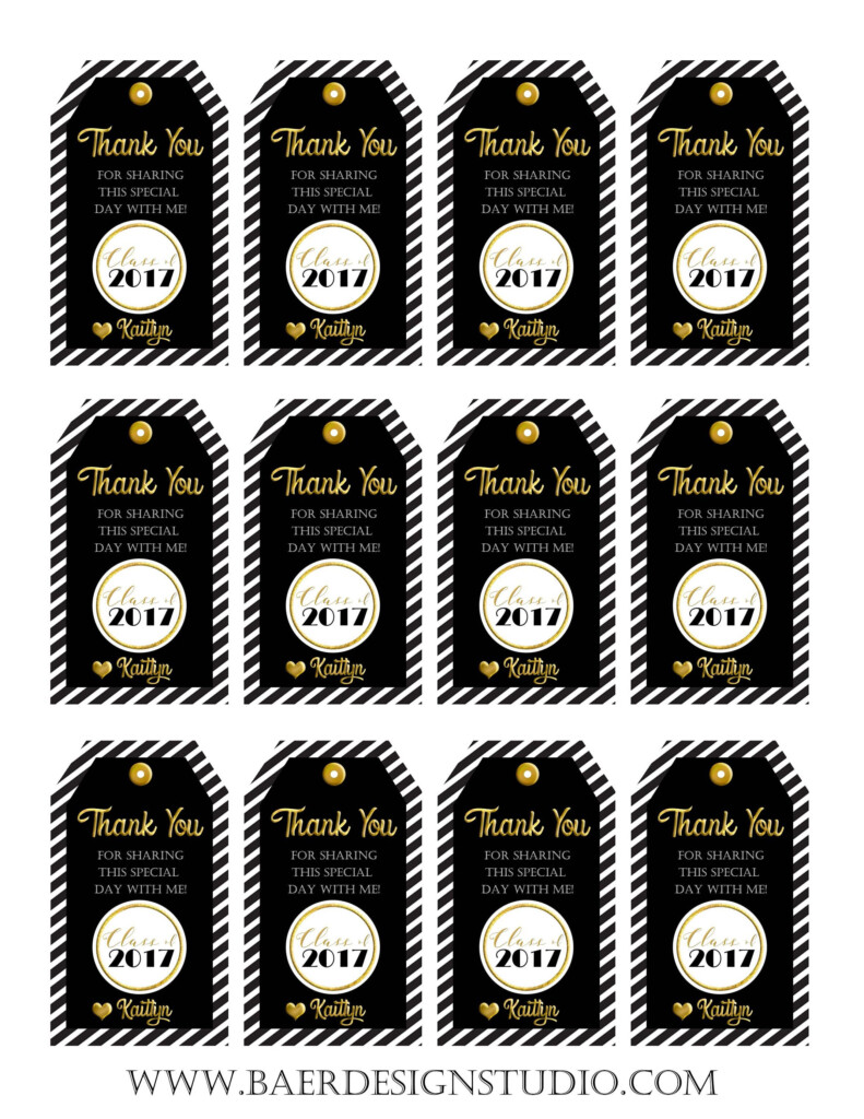 Graduation Printable Tags Black And Gold Tag Personalized