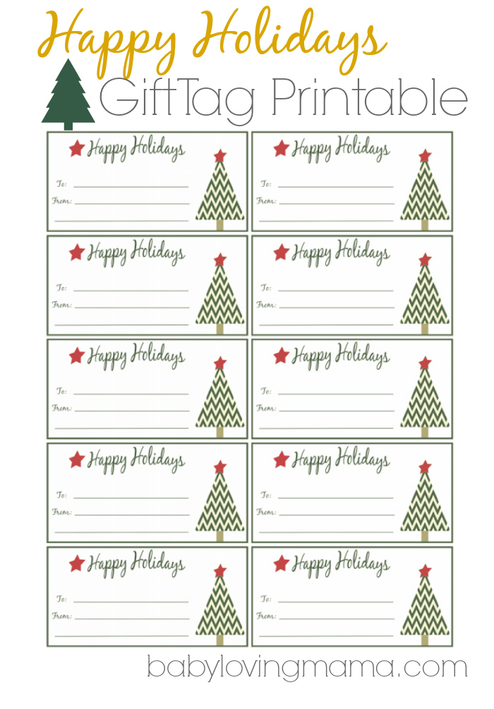 Happy Holidays Gift Tags Free Printable