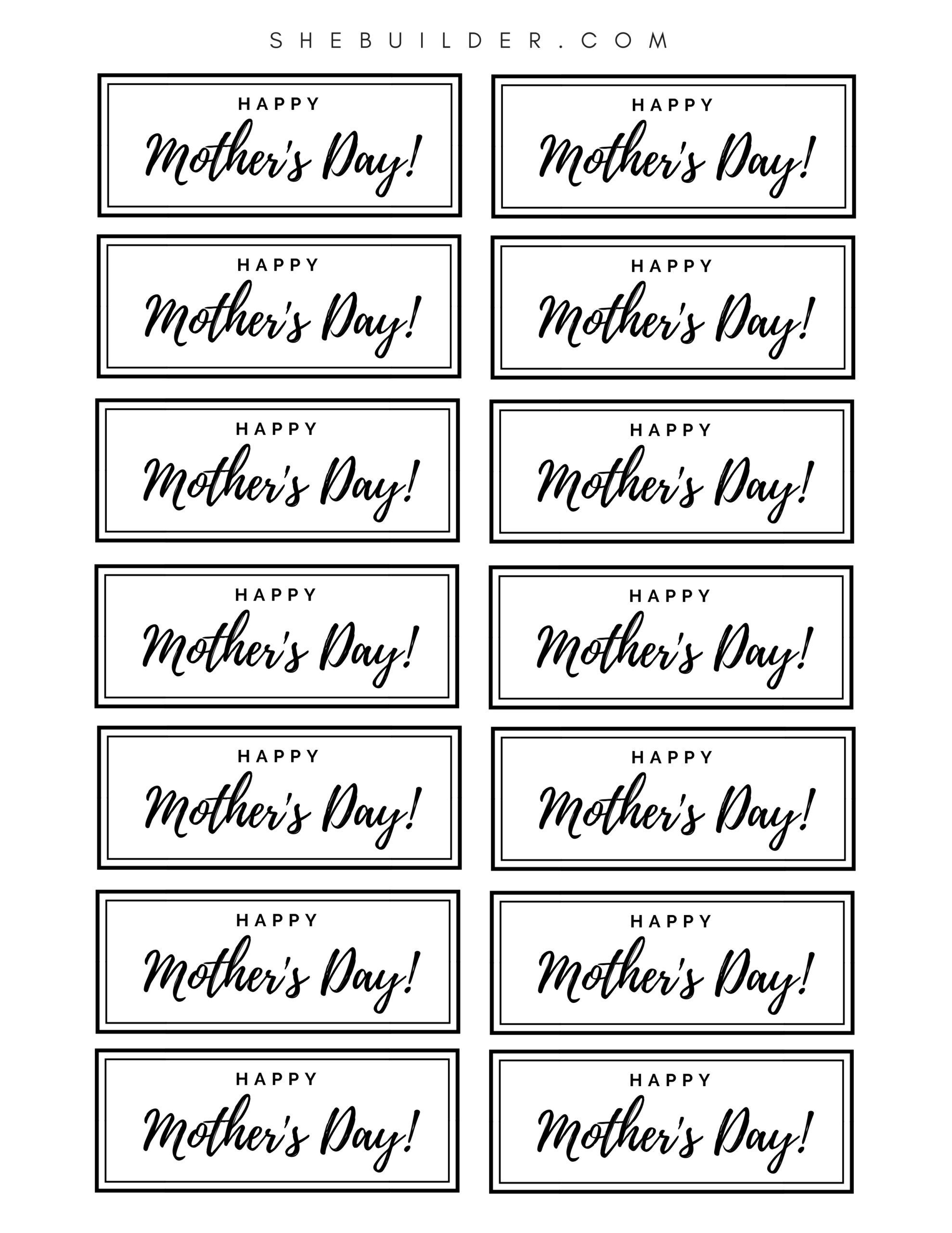 Happy Mother s Day FREE Printable Tags S H E B U I L D E R