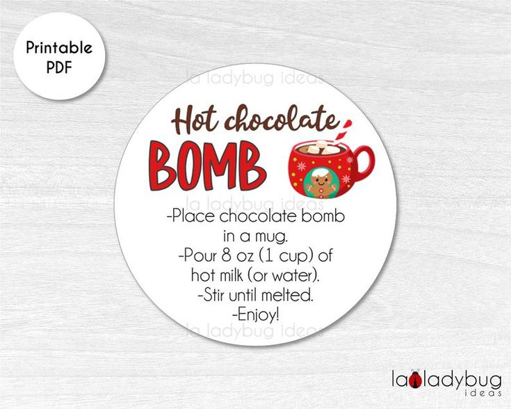 Hot Chocolate Bomb Tag Hot Cocoa Bomb Instructions Card Printable 