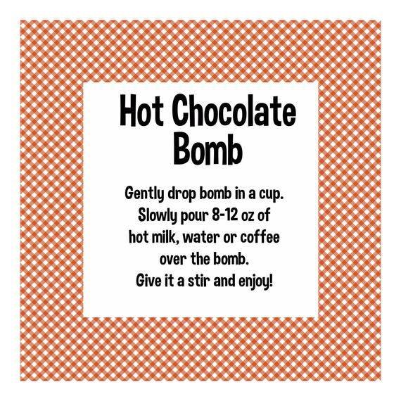 Printable Tag Hot Cocoa Bomb Hot Chocolate Bomb Tag Gift Tag Orange 