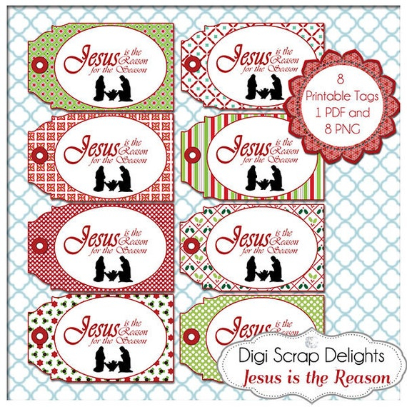 Jesus Is The Reason Printable Christmas Labels Tags DIY You