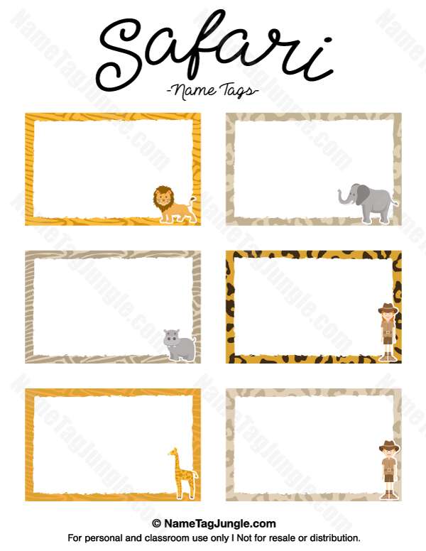 Free Printable Safari Name Tags The Template Can Also Be Used For 