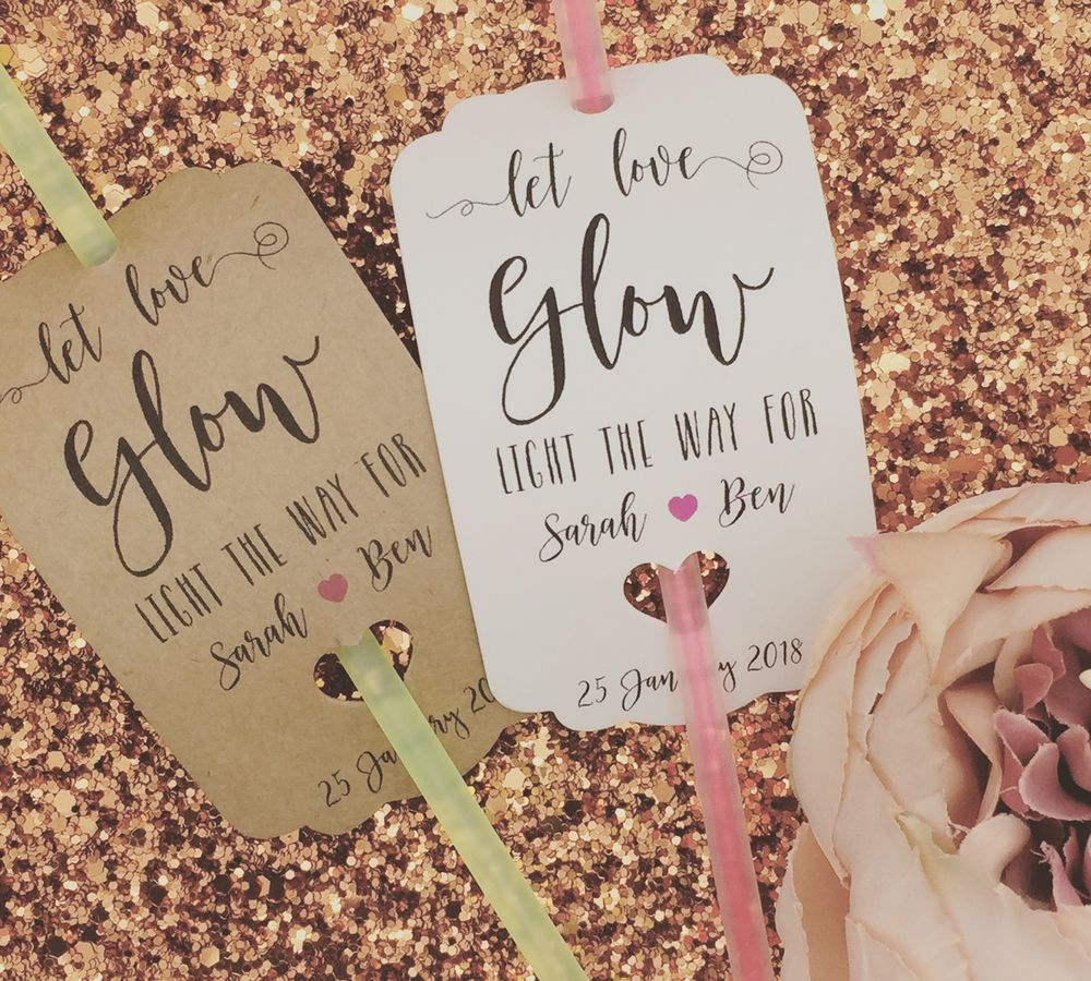 Glow Sticks Tags Let Love Glow Wedding Firework Tags Wedding Favour 