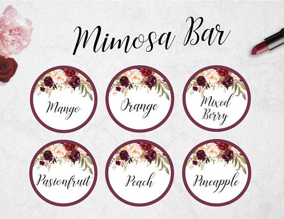 Mimosa Bar Juice Labels Sign Printables Mimosa Bar Sign Mimosa Bar 