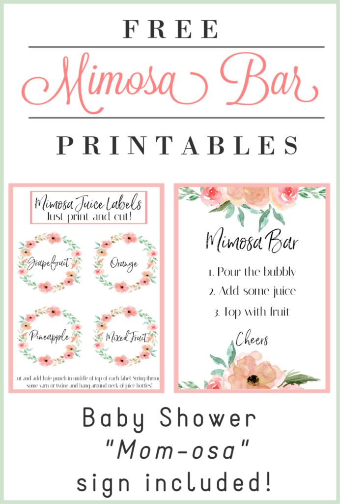 DIY Mimosa Bar With Free Printable Labels For Baby Shower Or Bridal