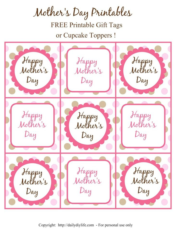 Mother s Day FREE Printable Gift Tags Or Cupcake Toppers Free 