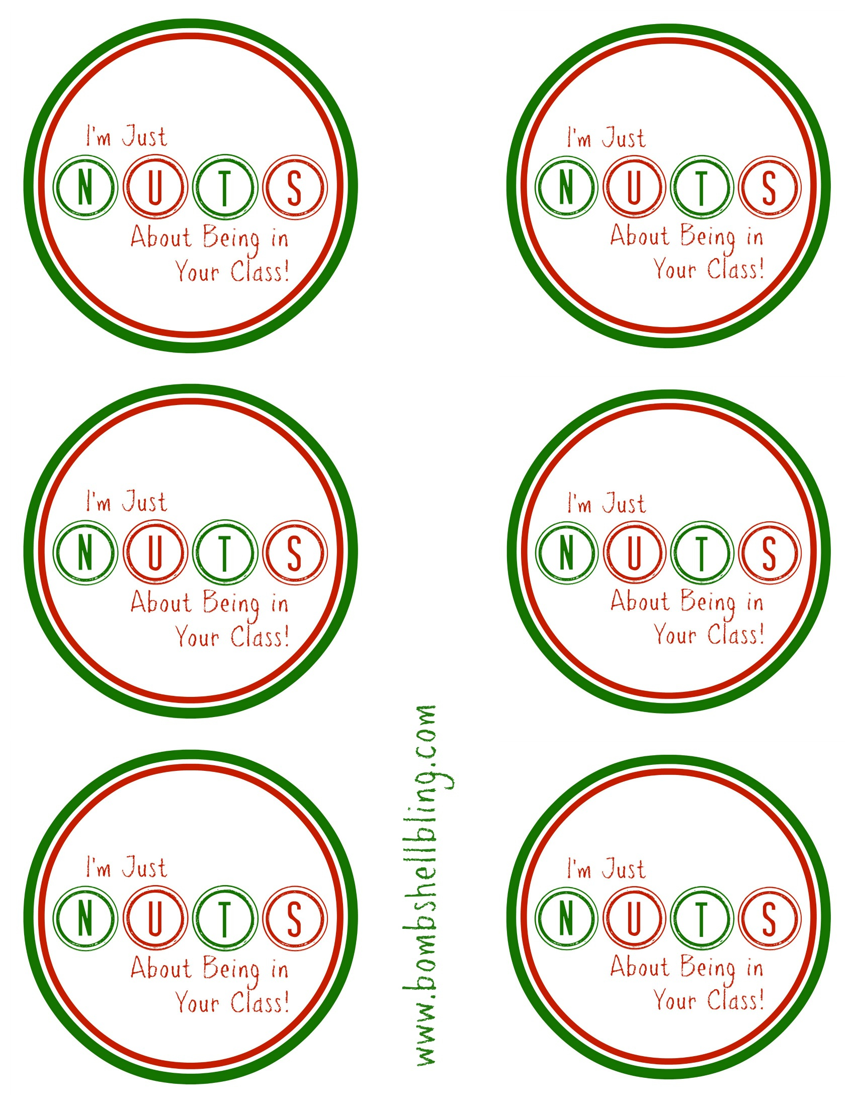 I m Just NUTS About Your Class Teacher Gift Printable