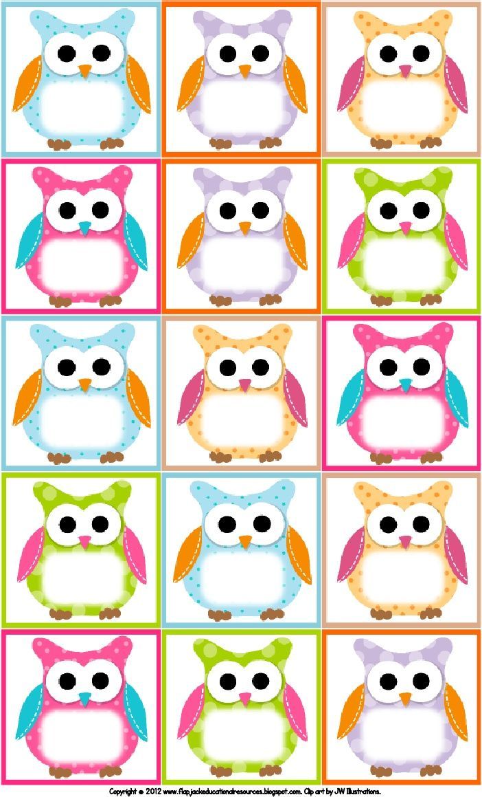 Owl Name Tags Printable Free