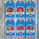 6x PAW PATROL Thank You Tags Printable Favour Tags Labels