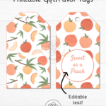 Peach Gift Favor Tags Printable Gift Tags Editable Text Sweet As A