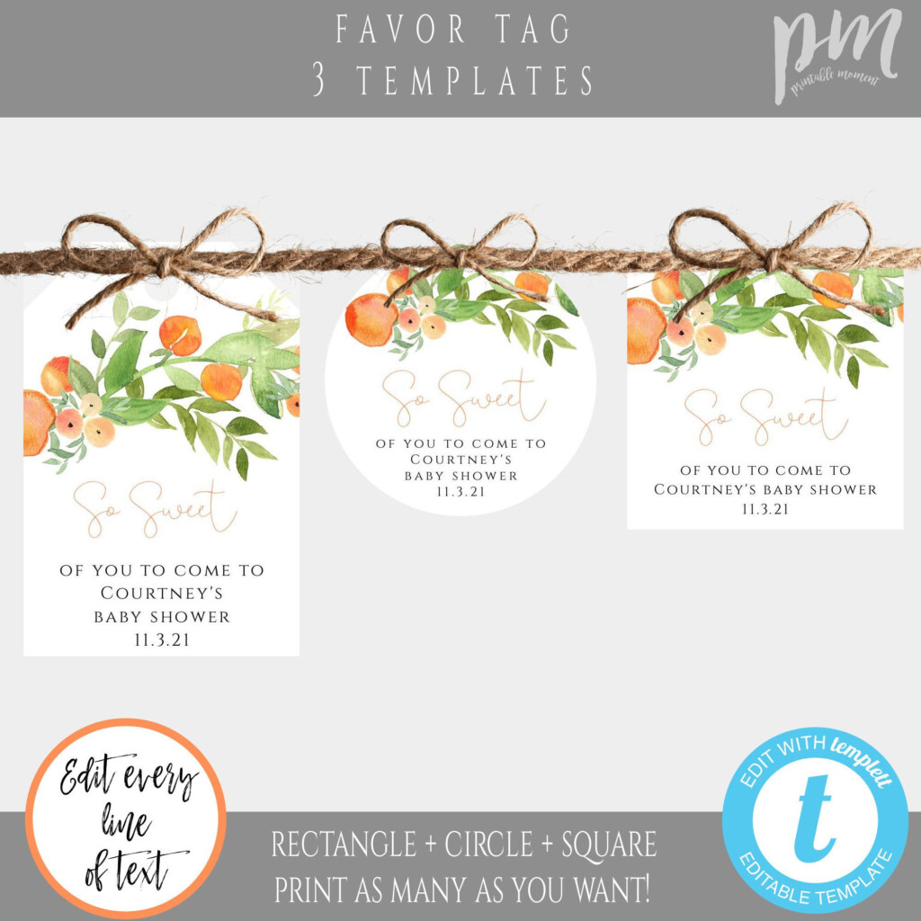 Peach Baby Shower Thank You Favor Tag Templates So Sweet Gift Etsy In 