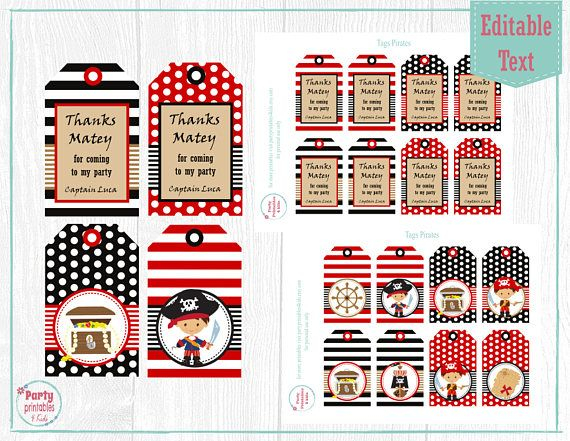 Pirate Favor Tags Pirate Tags Pirates Labels Printable PDF Pirate 