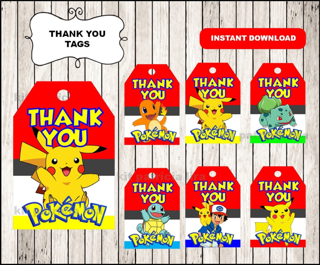 Pokemon Thank You Tags Instant Download Pokemon Thank You