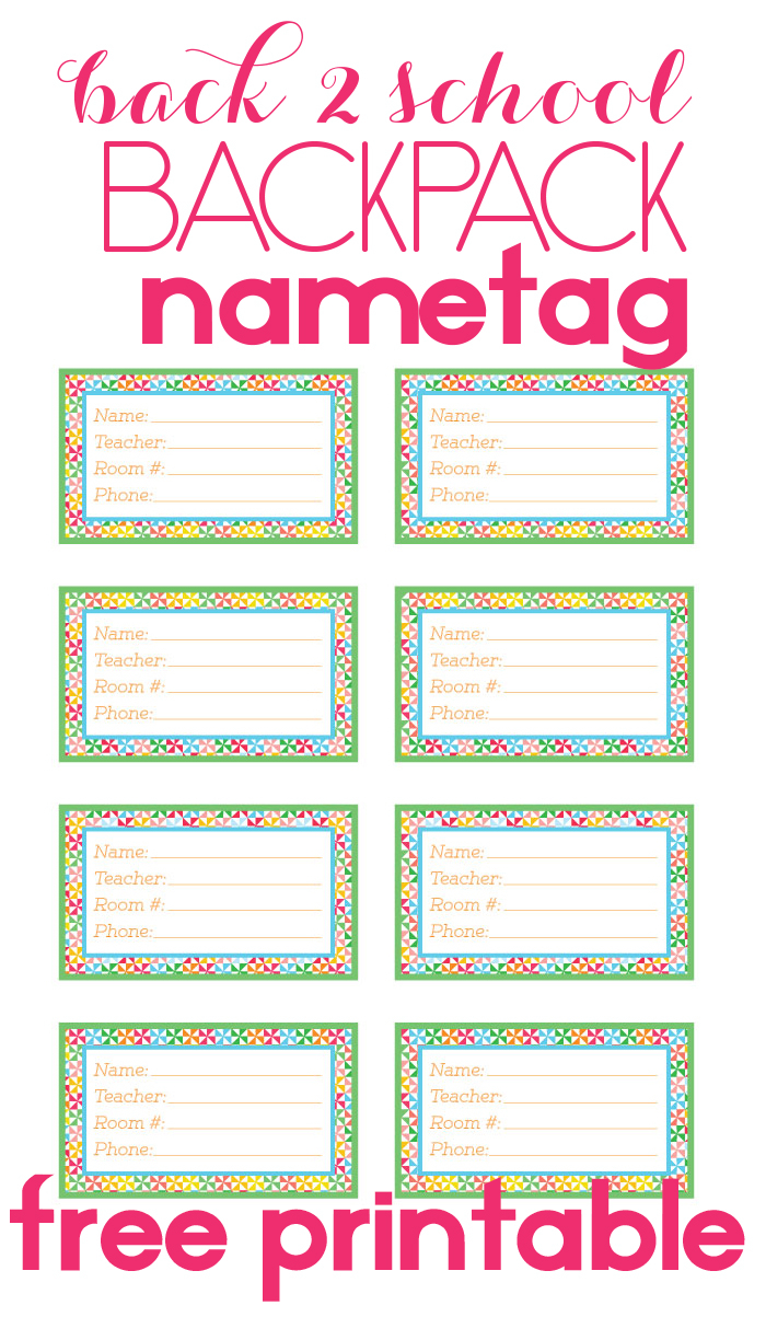 Back To School Backpack Name Tag