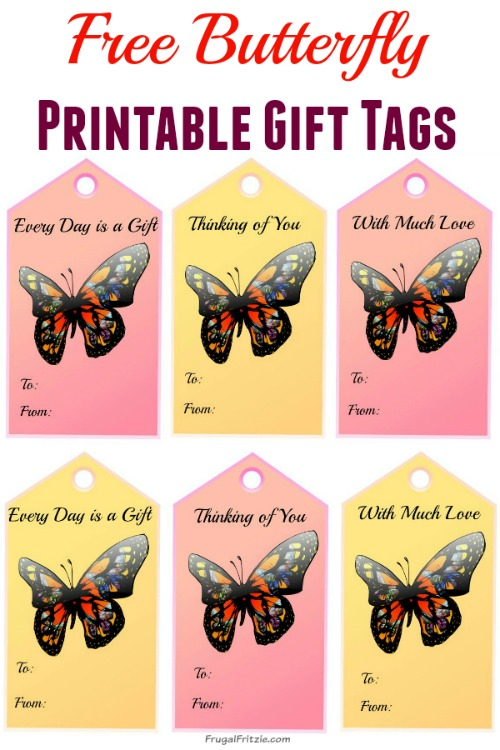 Butterfly Free Printable Gift Tags set Of 6