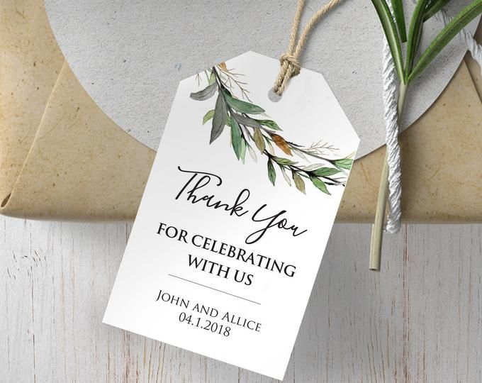 Leah Greenery Gift Tag Template Wedding Favor Tag Template Greenery 
