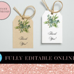 Greenery Printable Thank You Gift Tags Customisable Tags Gift Tags