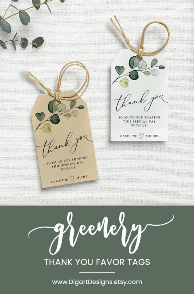 Thank You Favor Tag Template Printable Greenery Gift Tag Etsy In 2020 