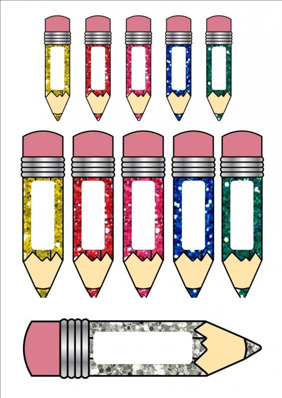 Glitter Pencil Name Tags cards 3 Diff Sizes Classroom Name Tags 