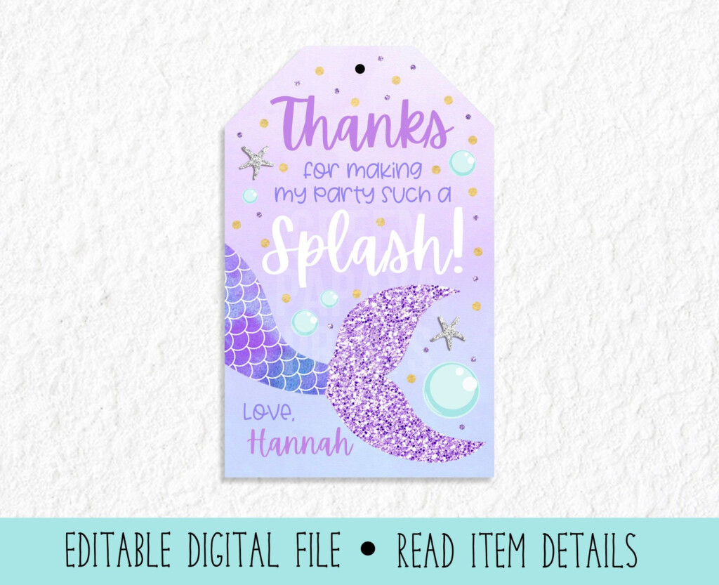 Mermaid Birthday Thank You Tag Personalized Under The Sea Etsy In 