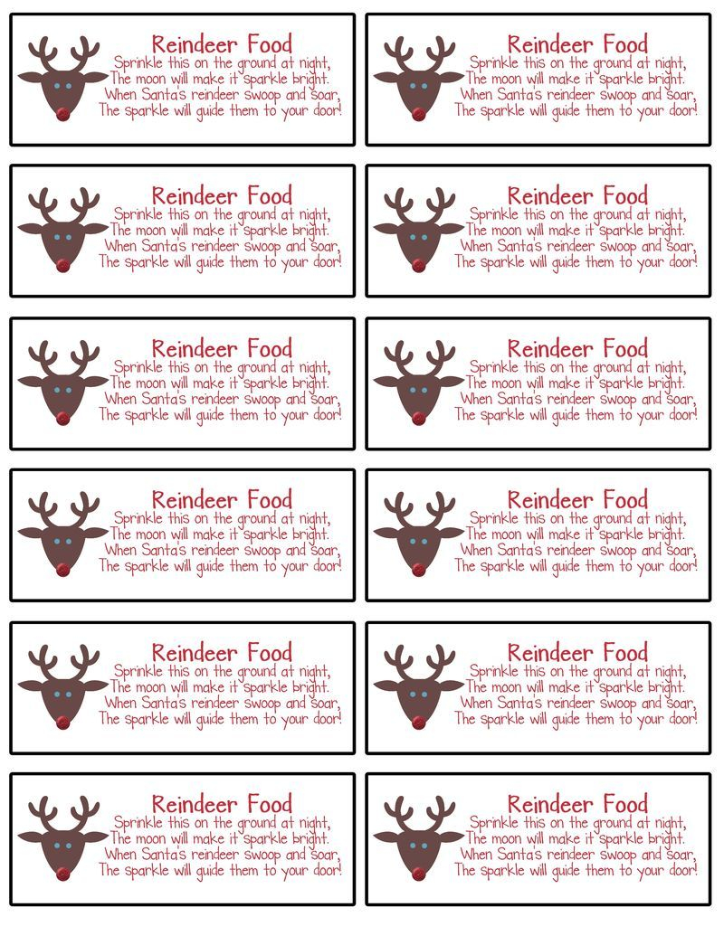 Reindeer Food Tags Free Printable