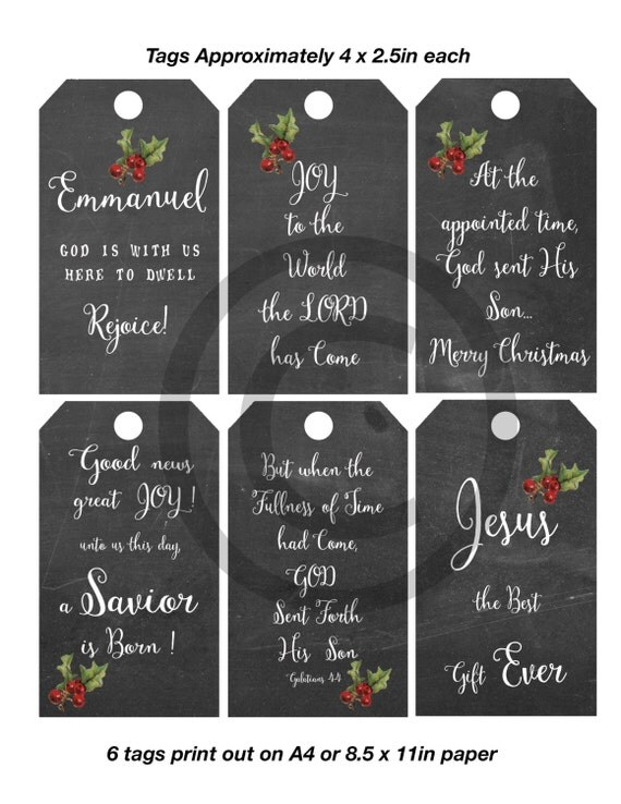 Christmas Tag Printable Christian Religious Tags Chalkboard