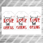 Spread Love Not Germs Valentine Printable DIY Tags Hand