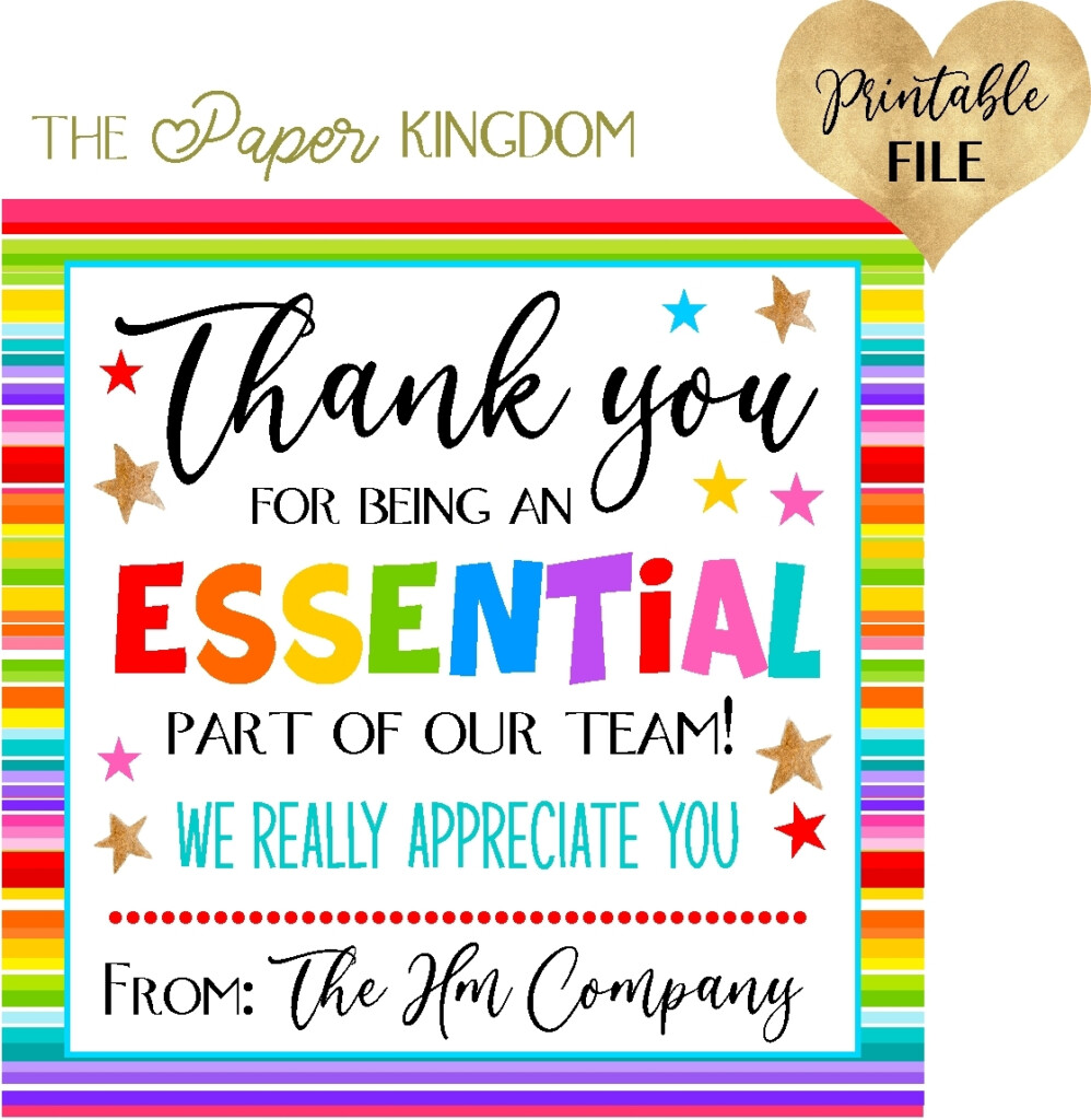 Employee Appreciation Gift Tag Printable Thank You Tag Company Teacher 