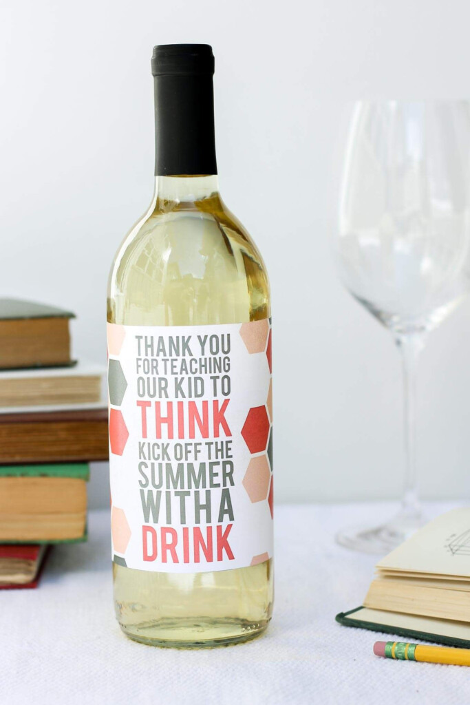 Teacher Appreciation Gift Idea Printable Wine Label Teacher 