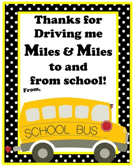 Bus Driver Appreciation Thank You Printable Thanks For Bus Driver 