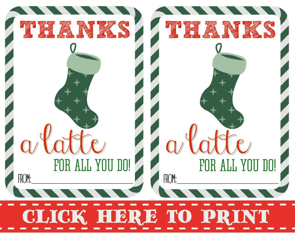Thanks A Latte Free Printable Christmas Gift Tags Printable Teacher 