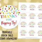 Printable Thanks For Popping By Favor Tags Gold Confetti For Etsy