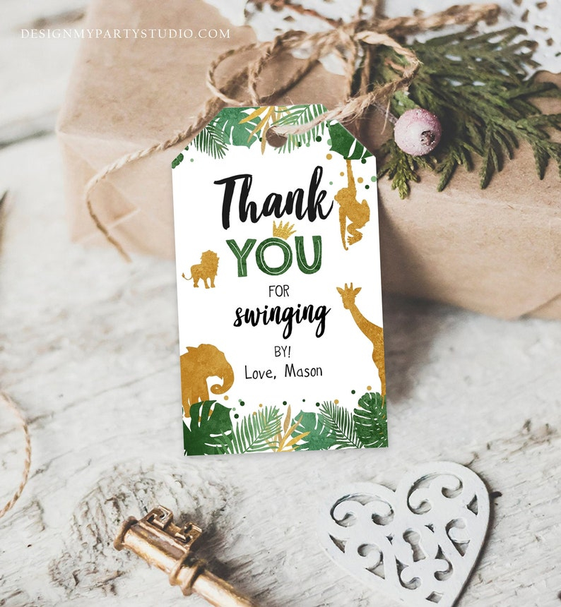 Editable Safari Animals Favor Tags Thank You For Swinging By Etsy