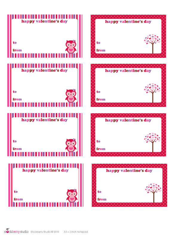 Stockberry Studio FREEBIE Printable Valentine Owl Gift Tags