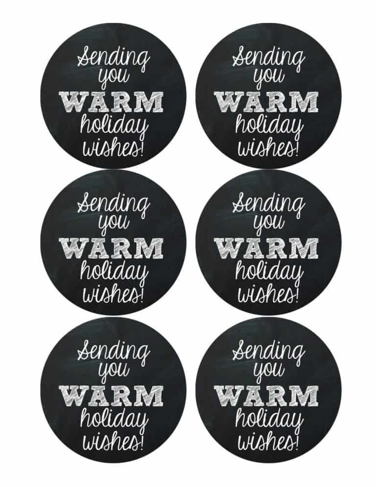 Sending You WARM Holiday Wishes Printable Gift Tag For Blankets Mama