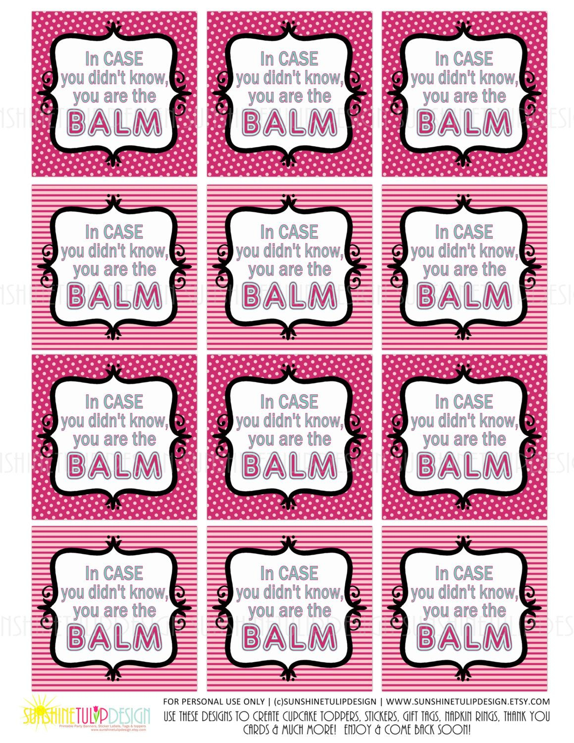 Printable Teacher Appreciation Tags You Are The Balm Tags Etsy